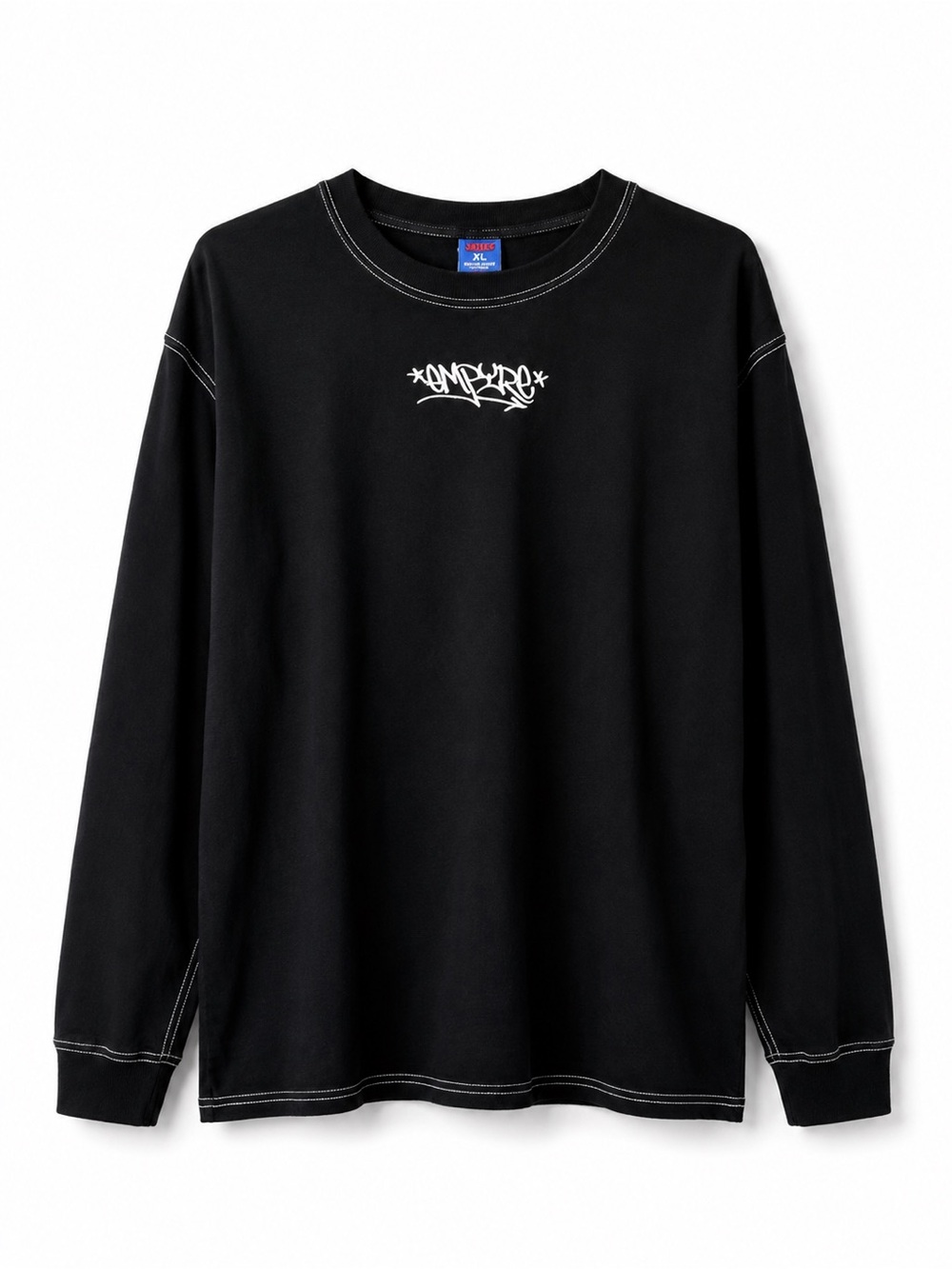 Empyre Sand Bag Black Long Sleeve Tee Shirt with White Logo & Stitching